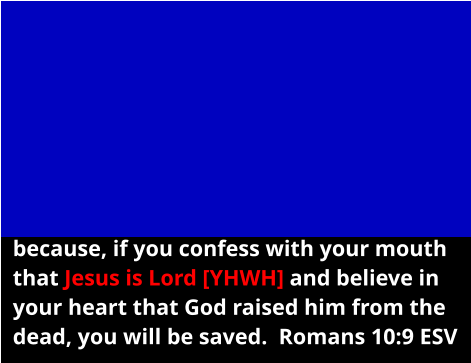 because, if you confess with your mouth that Jesus is Lord [YHWH] and believe in your heart that God raised him from the dead, you will be saved.  Romans 10:9 ESV